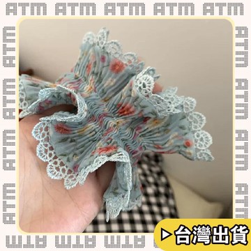 🔥臺灣出貨🔥可開發票✅輕飾時光孔雀翎藍色碎花大腸髮圈女韓系高級感森系頭飾2026新款扎頭髮發繩