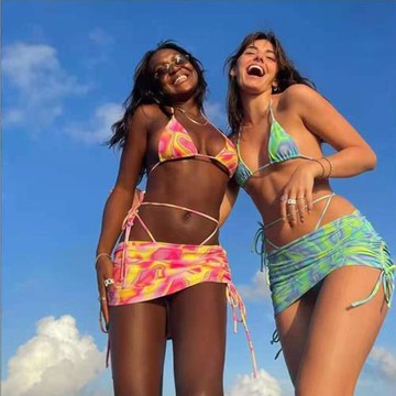 2022夏季新款歐美ins風三件套性感顯瘦運動溫泉比基尼沙灘度假女