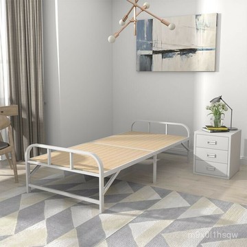 免運 折疊床家用單人午休午睡鐵床簡易加固高檔成人出租屋硬闆床 陪護床 免安裝 家用午休床 折疊床 收納床