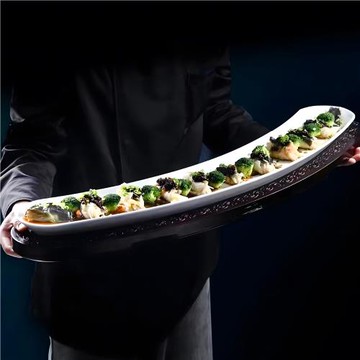 商用餐廳酒店擺盤鰻魚會所飯店特色意境創意餐具長條一米烤帶魚盤