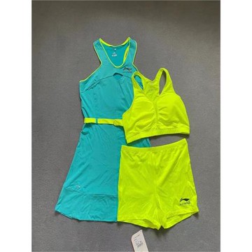 李寧官方正品女款網球羽毛球連衣裙三件套速干透氣時尚運動裙