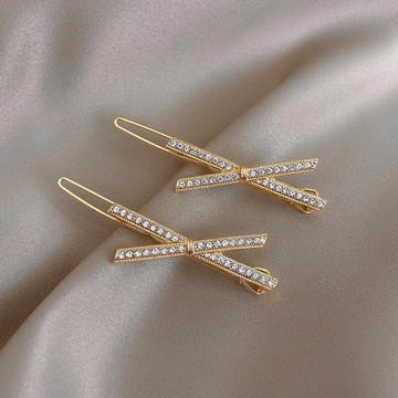 X交叉發夾鑲鉆邊夾一字夾仙女簡約發卡劉海夾氣質網紅潮發飾