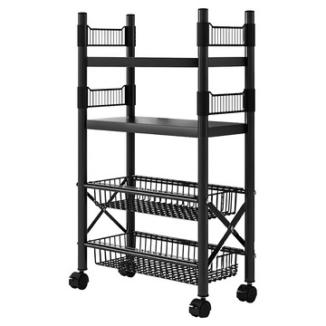 小麥購物 落地多層儲物收納架 網格 2個 + 層板 2個  黑色  4層