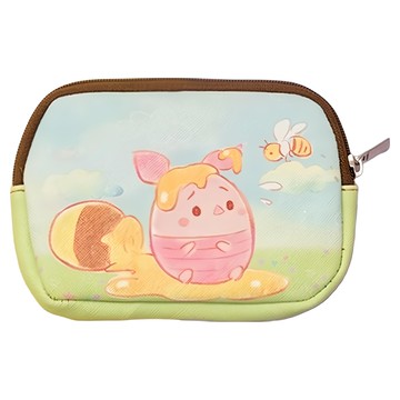 Winnie the Pooh 小熊維尼 Ufufy系列皮革鑰匙零錢包  9.5 x 13.5cm  維尼小豬蜂蜜罐 綠色