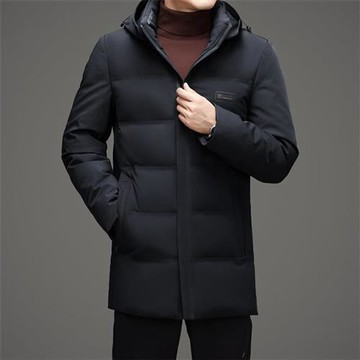 【巴黎精品】真 羽絨90%白鴨絨 羽絨外套鴨絨夾克-男中長連帽羽絨外套男外套2色a1is140