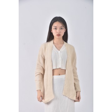 (L) lativ質感杏色罩衫二手衣