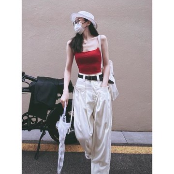 日系高腰寬松慵懶西裝褲女夏秋直筒休閑闊腿褲垂感小個子拖地長褲