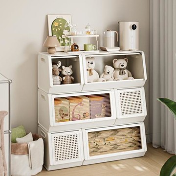 折疊組合多功能收納箱收納盒客廳玩具柜儲物柜零食柜創意收納組合