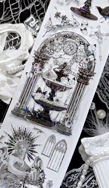 幽堡沉眠 ゴシック古城の靜寂 PET 紙膠帶 貝殼光 kiss cut