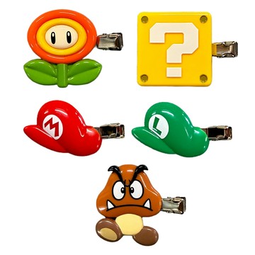 髮夾 sun art任天堂Nintendo超級瑪利歐SUPER MARIO瀏海髮夾MBS化妝夾(2入)路易吉瑪利歐帽子栗寶寶?磚塊火花