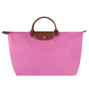 LONGCHAMP LE PLIAGE系列短把尼龍摺疊水餃旅行袋(大/牡丹粉)