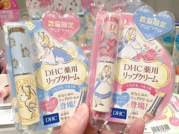 日本迪士尼DHC聯名-愛麗絲Alice下午茶限量純橄欖精華護唇膏高保濕滋養-日本製-粉色玫瑰花