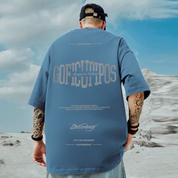 oversize美式重磅潮牌胖子男裝大碼嘻哈寬松短袖T恤五分男款半袖