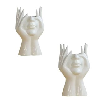 臺灣🚍8H出🉑歐式創意捧臉桌麵小花盆童話公主風格藝術臺桌小花盆 NYWI