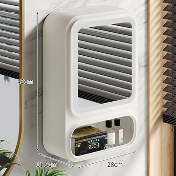 隔日達🔥家用多功能壁掛置物架 簡約浴室免打孔收納架 帶燈帶鏡子防塵儲物架