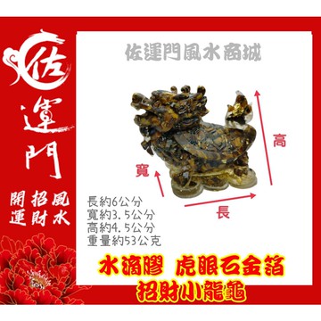 佐運門 開光 龍龜 金箔招財小龍龜 虎眼石金箔小龍龜 手工水滴膠 金箔 黃琉璃  滴膠 避邪 招財 風水擺件 招財擺件