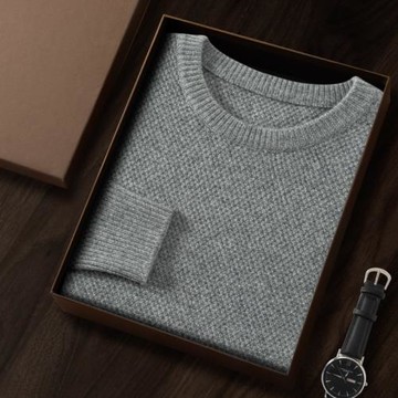 秋冬季新款男100純羊絨圓領商務休閑毛衣內搭打底針織衫長袖上衣