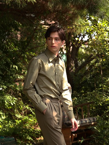Gaberdine Cotton Shirts _ Olive