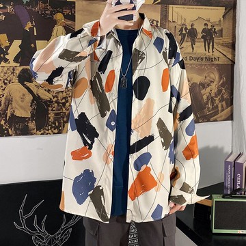 港風花襯衫男 復古百搭夏威夷痞帥寬鬆情侶長袖襯衫