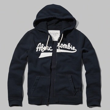 美國百分百【Abercrombie & Fitch】外套 AF 連帽 夾克 帽T 麋鹿 鋪棉 深藍 S號 F474