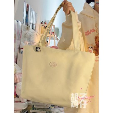 純色休閑百搭少女單肩包包女韓版大容量學生手提上課包通勤托特包