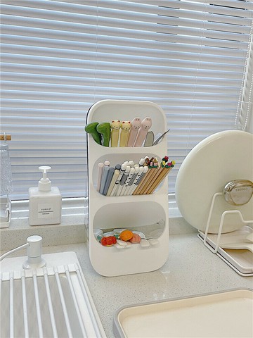 筷子收納盒家用臺面多功能廚房餐具勺子置物架瀝水