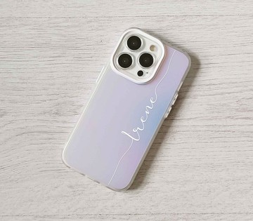 免費加名字簡約炫彩雷射書法英文手機殼iphone 16 15 14 pro max