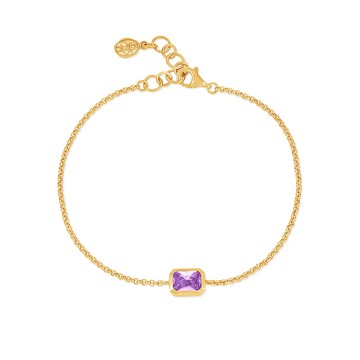 Amethyst Octagon Chain Bracelet