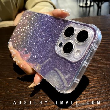 奢華炫彩光閃粉高級感14proMax手機殼適用蘋果13氣囊防摔iphone16保護套15plus網紅12小眾xr紫色8軟殼se3潮女