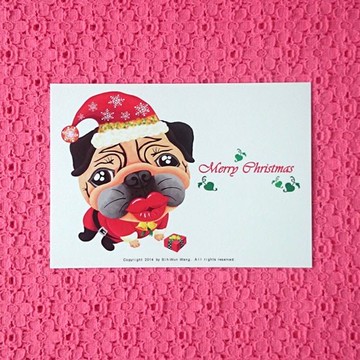 Merry Christmas 聖誕快樂 巴哥明信片-03