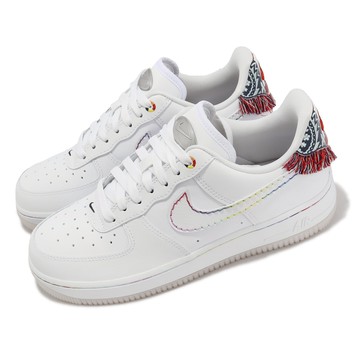 [ACS] Nike 休閒鞋 Wmns Air Force 1 07 LX 女鞋 白 紅 編織 民族風 幾何圖案 AF1 FN8918-111