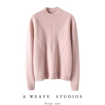 靈動仙氣~秋冬半高領羊絨衫女100%純山羊絨毛衣厚寬松針織打底衫