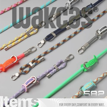 【Wakcas】不打結 360可旋轉金屬扣件編織手機掛繩 手機短繩 iPhone 手機掛繩 短手繩 頸掛繩 斜背繩