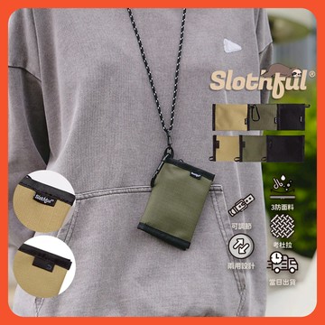 【SLOTHFUL®】附掛繩 錢包 短款錢包 手拿包 卡夾 卡包 皮夾 皮包 證件包 男包 女包 隨身包 多夾層錢包