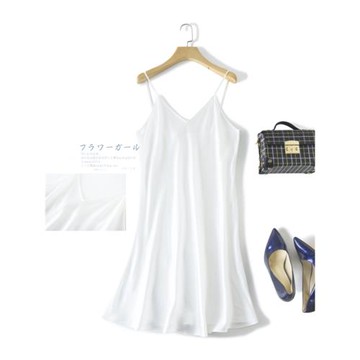 女真絲素縐緞吊帶裙睡裙桑蠶絲打底裙基礎款肩帶可調節修身顯瘦