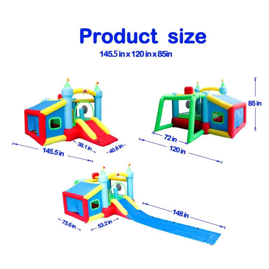 WELLFUNTIME Inflatable Bounce House and Extended Long Slide, Jumping Castle