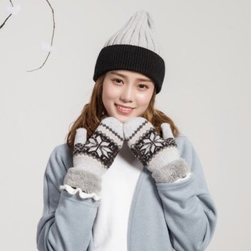 現貨+預購 羊毛手套針織手套-保暖翻邊雪花雙層女手套情人節生日禮物5色73or10【獨家進口】【米蘭精品】