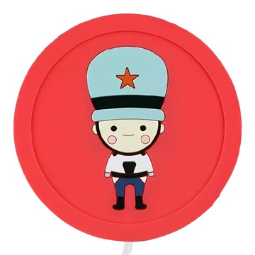 葉子小舖 秋冬保溫杯墊 大頭娃娃兵 紅色 9.5cm USB加熱  1個