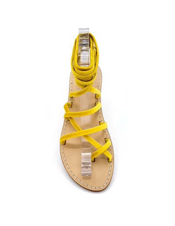 Dea Sandals Yellow Velvet Gladiator Sandals