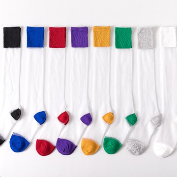 透明 卡絲 小腿襪 玻璃襪 襪子 薄款 女襪 長襪 高幫襪 潮流 ins 街頭 韓國襪子 水晶襪