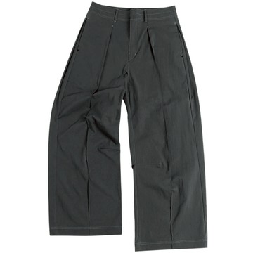 【MELSIGN】PASTEL PLEATED PANTS 跳色縫線 直筒長褲 (灰色)