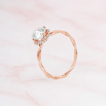 【極緻金藝】18K黃金實驗室鑽石戒指 | 精緻訂婚戒  1克拉主石