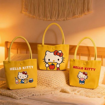 臺灣出貨💥2026新款黃色kitty手拎包巨可愛巨百搭高顏值便攜外出購物袋女