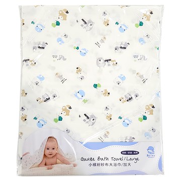 KU.KU Duckbill 酷咕鴨 小繽紛紗布大浴巾 100%純棉 120公分x120公分  藍色  1條