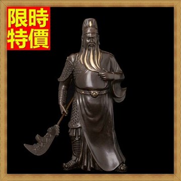 銅雕擺件武財神關公-居家擺設鎮宅避邪雕塑工藝品66v38【獨家進口】【米蘭精品】