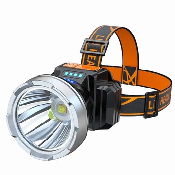 桃園出貨LED頭燈強光充電夜釣魚戶外趕海手電筒超亮遠射頭戴式黃光礦燈