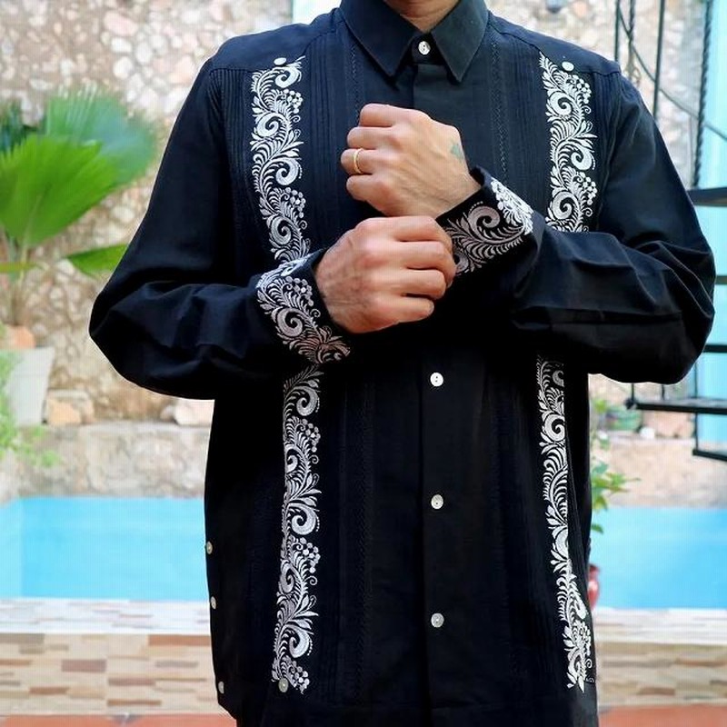 サイズ38 Estrella Standard L/S GUAYABERA (IMP-101L-BS)BLACK x