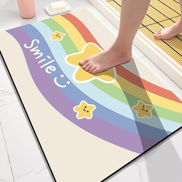德利生活 軟式硅藻泥速乾地墊 星星笑臉 浴室吸水防滑地墊  50 x 80cm  1個