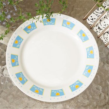 JW  法式手繪郁金香陶瓷圓盤 小清新花卉早餐盤西餐盤甜品水果盤