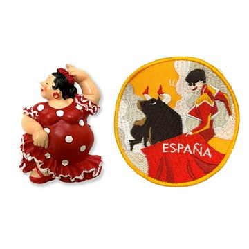 西班牙佛朗明哥舞創意地標磁鐵+西班牙鬥牛徽章【2件組】紀念磁鐵療癒小物 磁性家居裝飾 造型磁鐵 旅遊磁鐵 世界旅行磁鐵